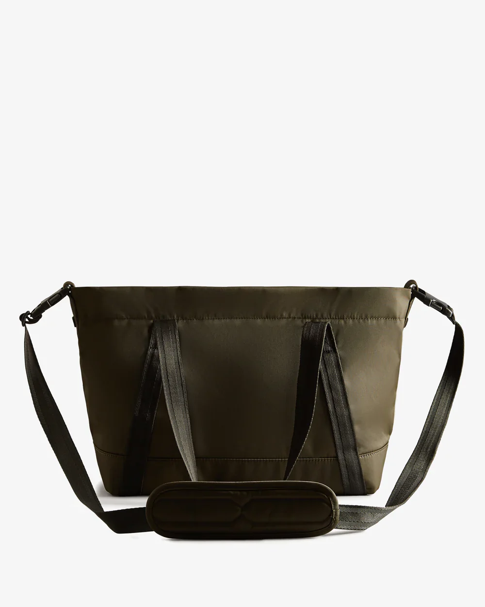 Nylon Midi Topclip Tote Dark Olive - Image 4